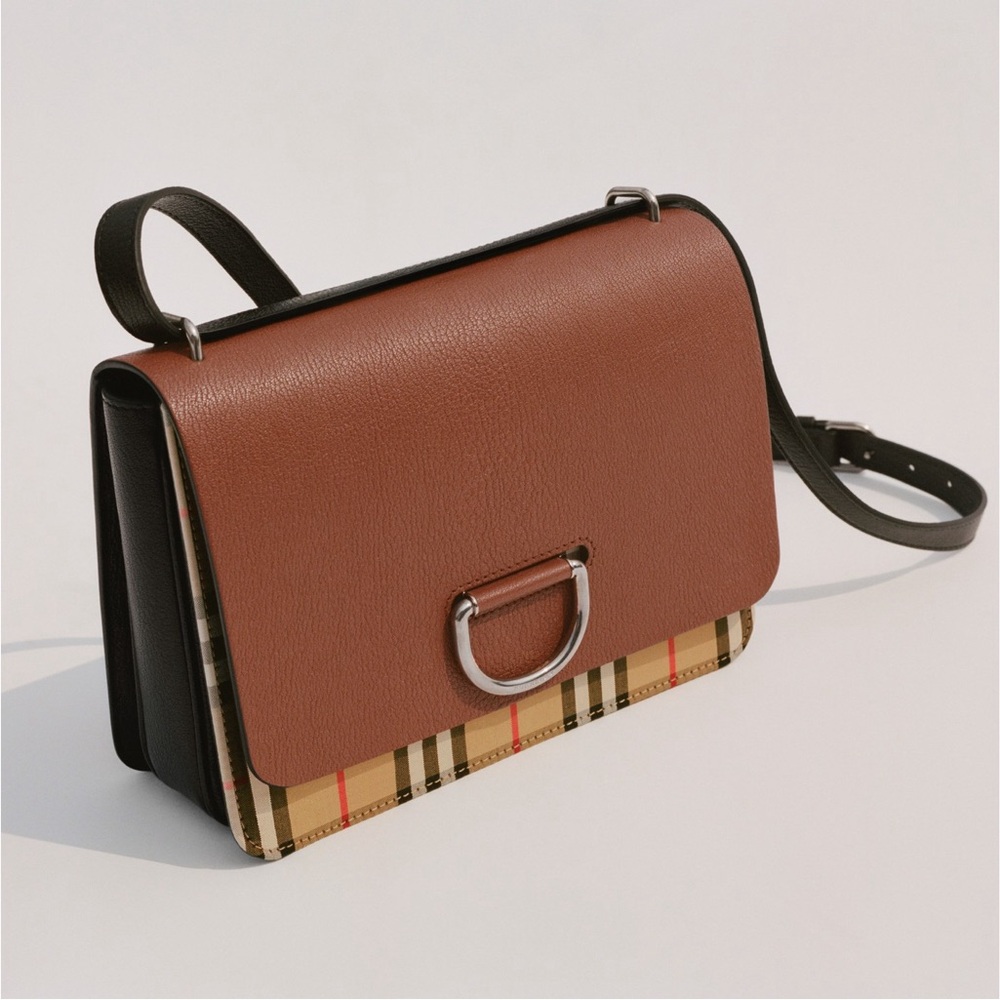 Authentic - Burberry Brown and Black Crossbody Bag with Plaid Design